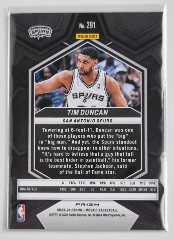 2023-24 Panini Mosaic Mosaic Green #291 Tim Duncan/NBA Greats – Image 2