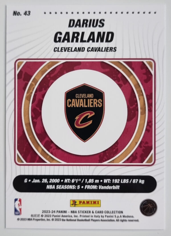 2023-24 Panini Stickers Cards #43 Darius Garland – Image 2