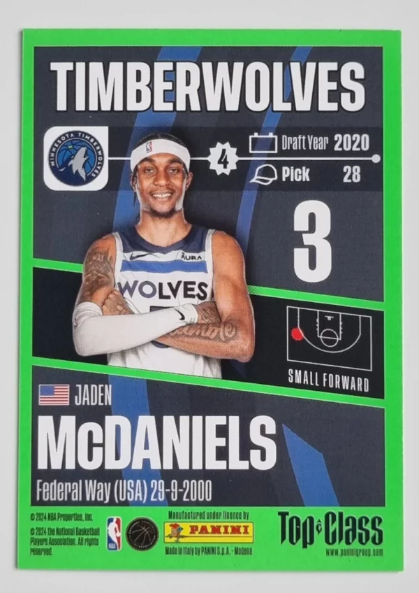 2023-24 Panini Top Class #101 Jaden McDaniels – Image 2