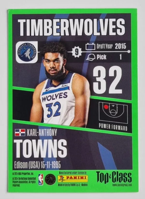 2023-24 Panini Top Class #102 Karl-Anthony Towns – Image 2