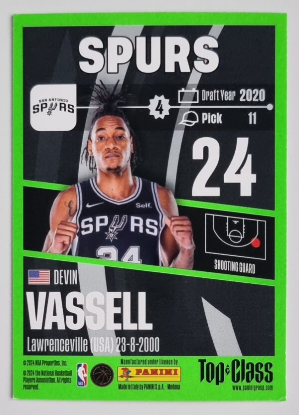 2023-24 Panini Top Class #127 Devin Vassell – Image 2