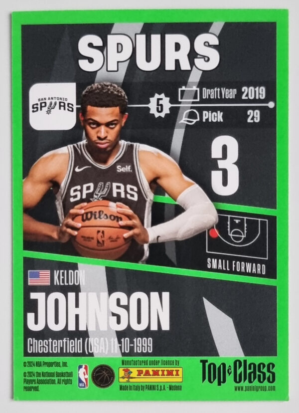 2023-24 Panini Top Class #128 Keldon Johnson – Image 2