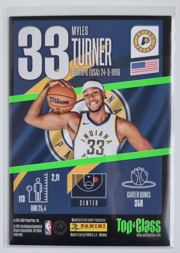 2023-24 Panini Top Class #165 Myles Turner/Max Power – Image 2