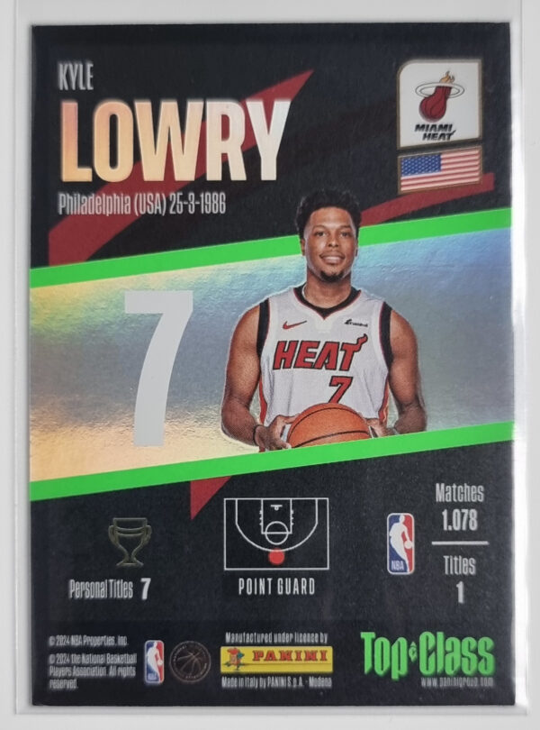2023-24 Panini Top Class #182 Kyle Lowry/Winner – Image 2