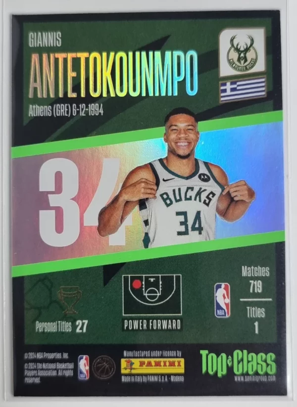 2023-24 Panini Top Class #184 Giannis Antetokounmpo/Winner – Image 2