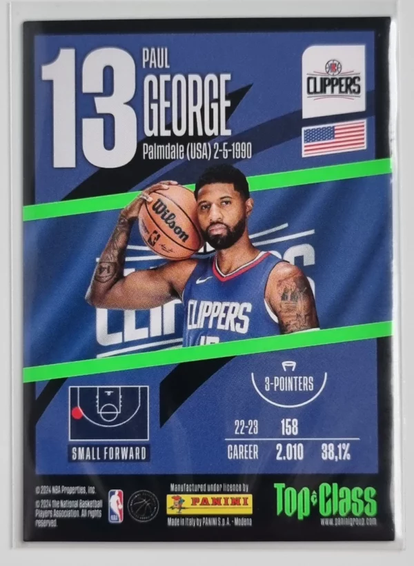 2023-24 Panini Top Class #211 Paul George/Rainbow Master – Image 2