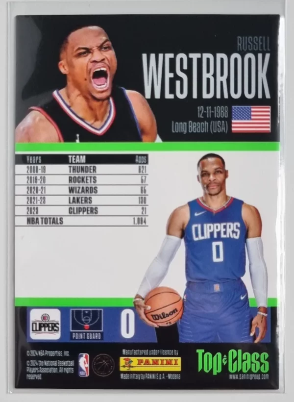 2023-24 Panini Top Class #245 Russell Westbrook/Master Class – Image 2