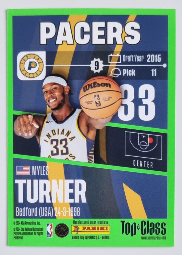 2023-24 Panini Top Class #36 Myles Turner – Image 2