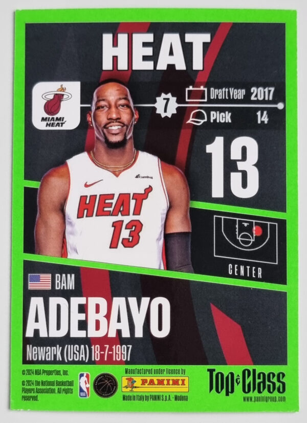 2023-24 Panini Top Class #39 Bam Adebayo – Image 2