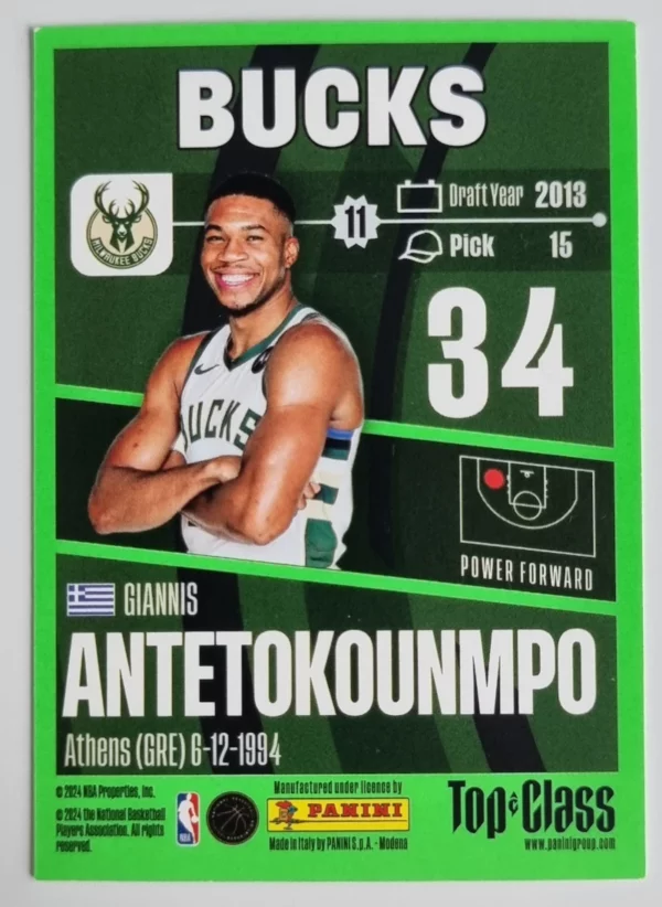 2023-24 Panini Top Class #42 Giannis Antetokounmpo – Image 2
