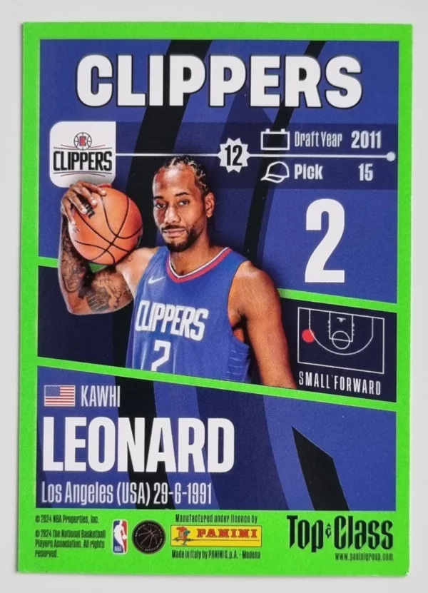 2023-24 Panini Top Class #89 Kawhi Leonard – Image 2