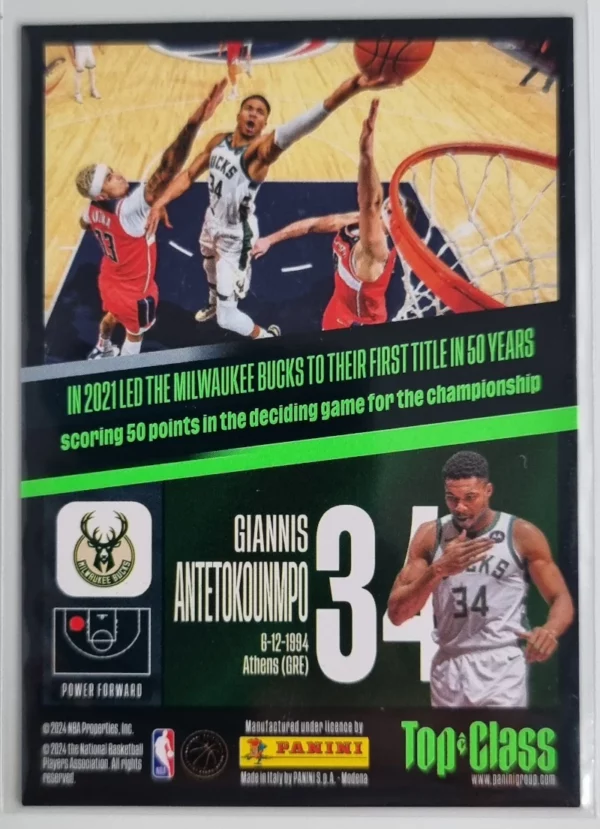 2023-24 Panini Top Class Unbeatable Yellow #263 Giannis Antetokounmpo – Image 2