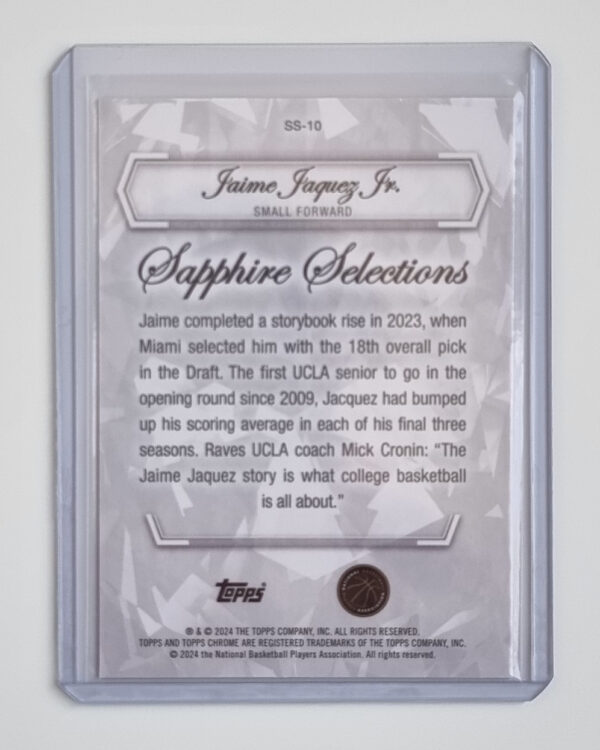 2023-24 Topps Chrome Sapphire Sapphire Selections #SS10 Jaime Jaquez Jr. – Image 2