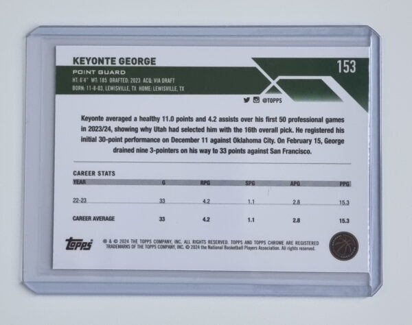 2023-24 Topps Chrome Blue Basketball Refractors #153 Keyonte George – Image 2