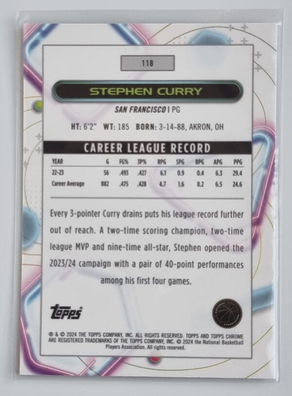 2023-24 Topps Cosmic Chrome #118 Stephen Curry – Image 2