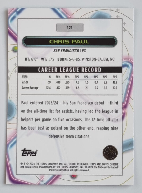 2023-24 Topps Cosmic Chrome #121 Chris Paul – Image 2