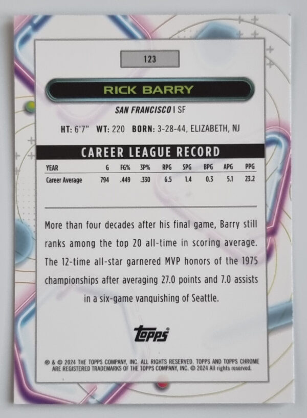 2023-24 Topps Cosmic Chrome #123 Rick Barry – Image 2