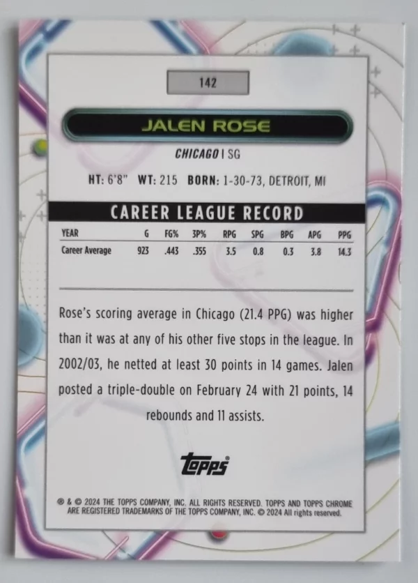 2023-24 Topps Cosmic Chrome #142 Jalen Rose – Image 2