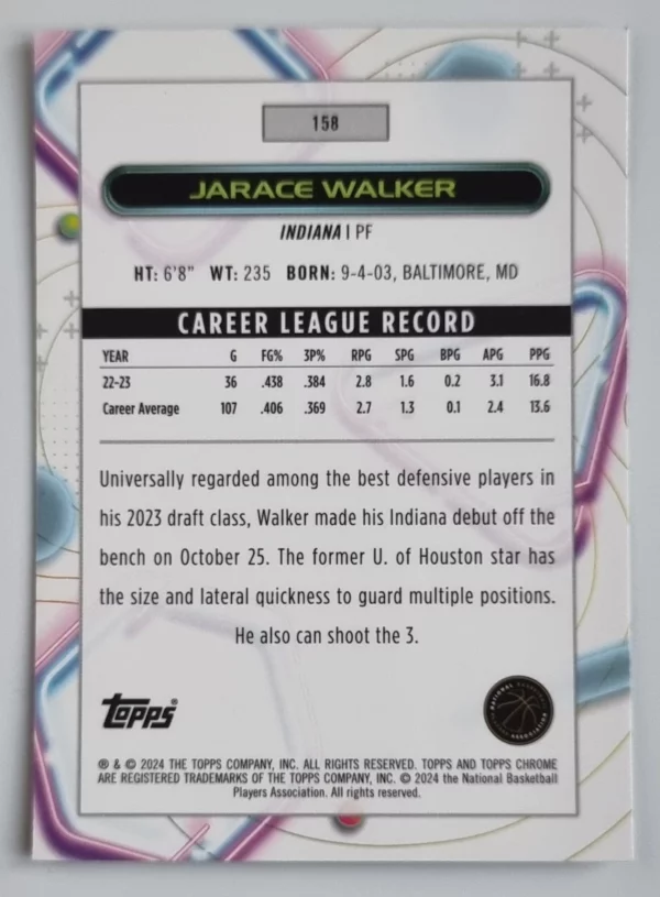 2023-24 Topps Cosmic Chrome #158 Jarace Walker RC – Image 2