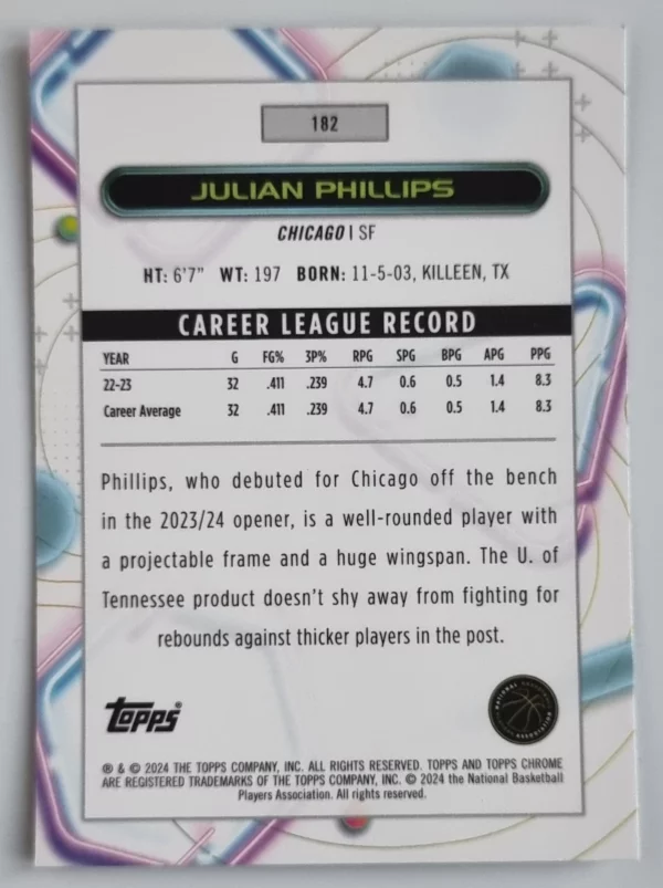 2023-24 Topps Cosmic Chrome #182 Julian Phillips RC – Image 2