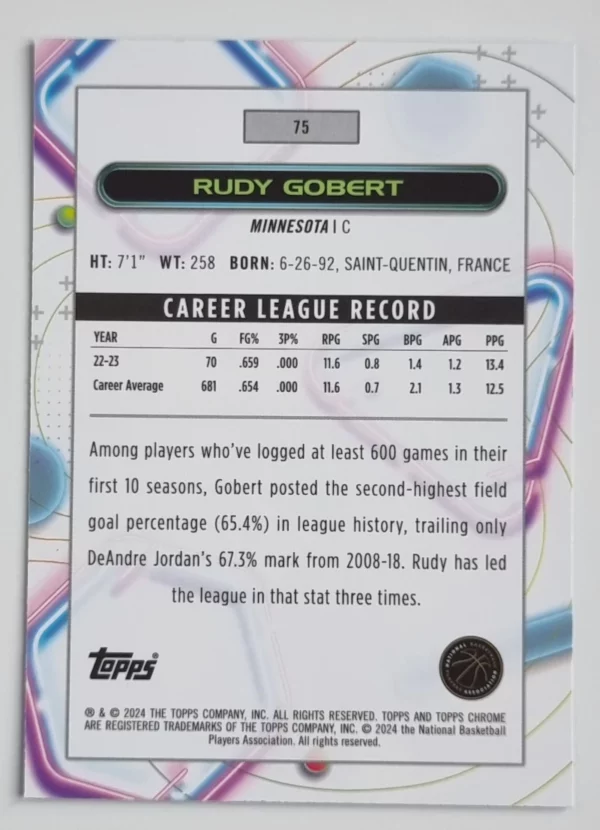 2023-24 Topps Cosmic Chrome #75 Rudy Gobert – Image 2