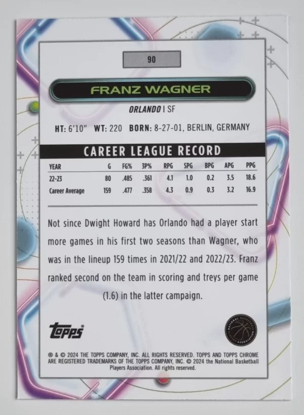2023-24 Topps Cosmic Chrome #90 Franz Wagner – Image 2