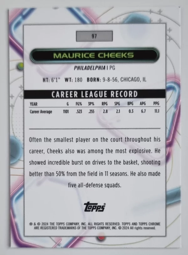 2023-24 Topps Cosmic Chrome #97 Maurice Cheeks – Image 2
