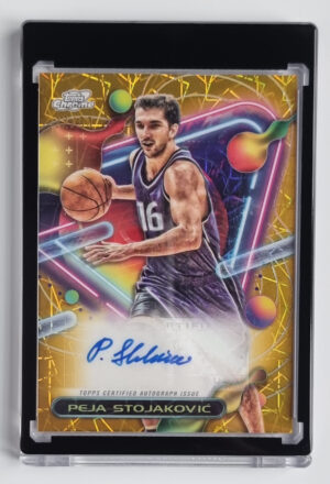 2023-24 Topps Cosmic Chrome Autographs Refractors Gold Interstellar Refractors #CCAVPS Peja Stojakovic