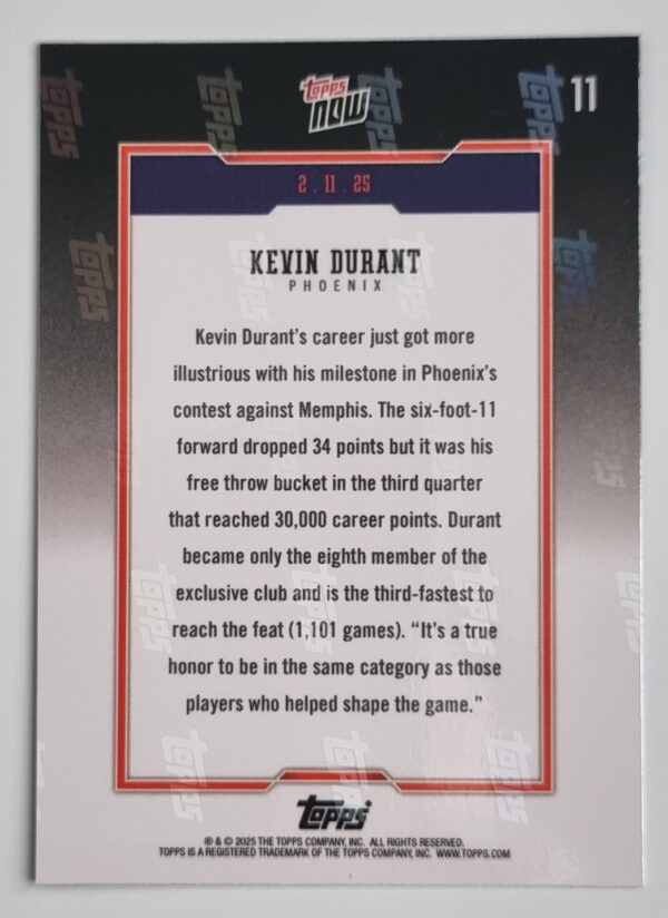 2024-25 Topps Now #11 Kevin Durant – Image 2