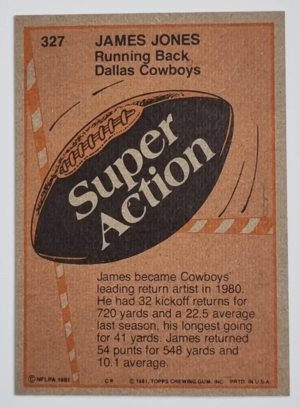 1981 Topps #327 James Jones SA – Image 2