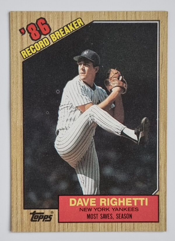 1987 Topps #5 Dave Righetti RB/Most saves& season