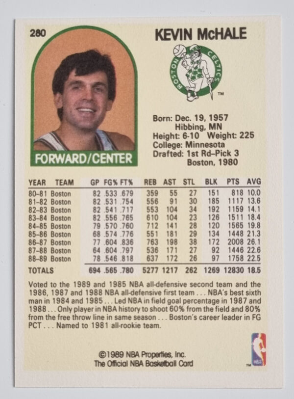 1989-90 Hoops #280 Kevin McHale – Image 2