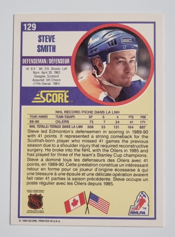 1990-91 Score #129 Steve Smith – Image 2