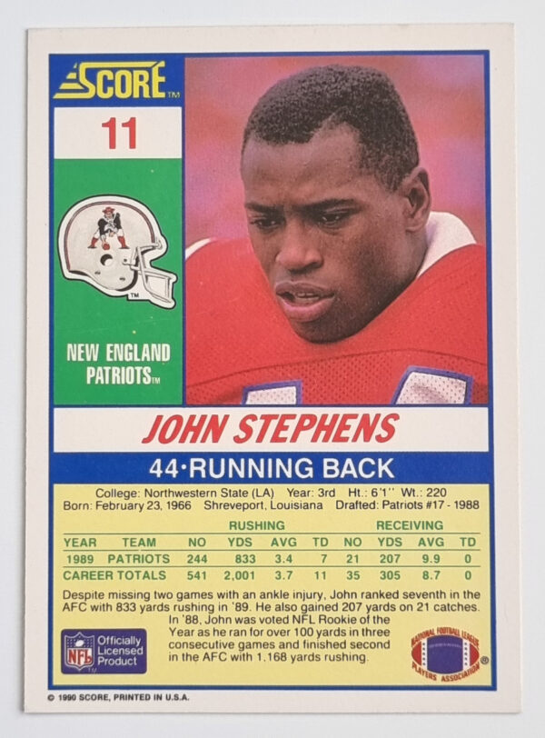 1990 Score #11 John Stephens – Image 2