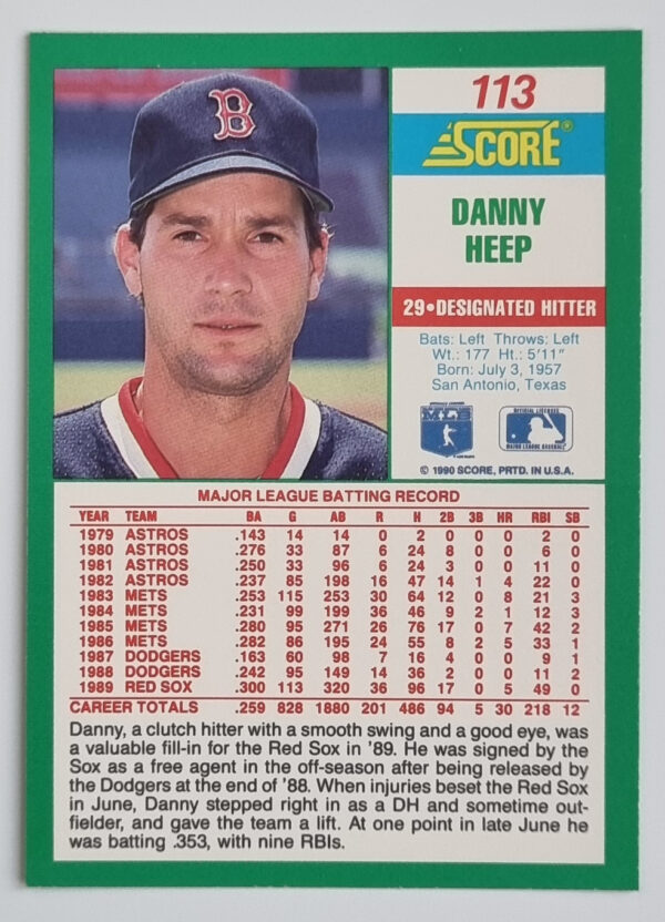 1990 Score #113 Danny Heep – Image 2