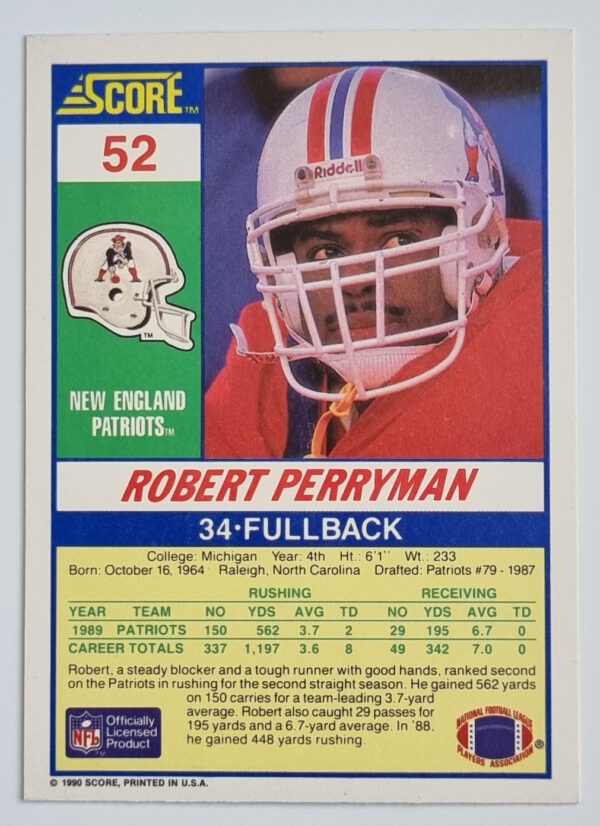 1990 Score #52 Robert Perryman – Image 2