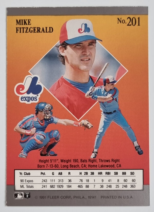 1991 Ultra #201 Mike Fitzgerald – Image 2