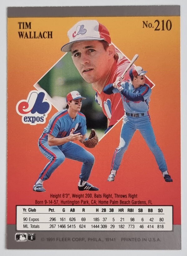 1991 Ultra #210 Tim Wallach – Image 2
