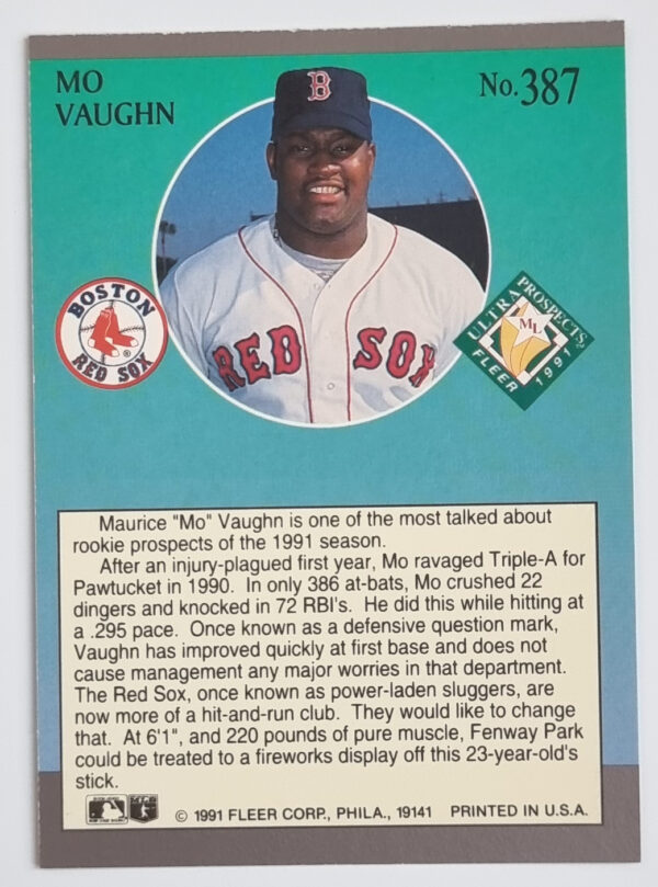 1991 Ultra #387 Mo Vaughn MLP – Image 2