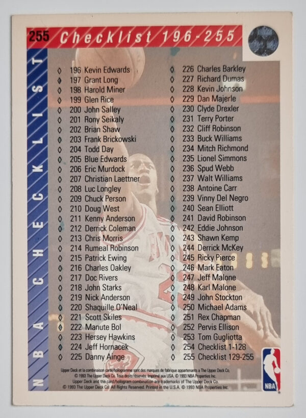 1992-93 Upper Deck International French #255 Michael Jordan/Checklist 129-255 – Image 2
