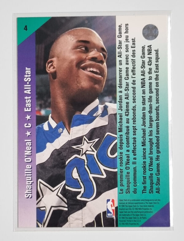 1992-93 Upper Deck International French #4 Shaquille O'Neal AS – Image 2
