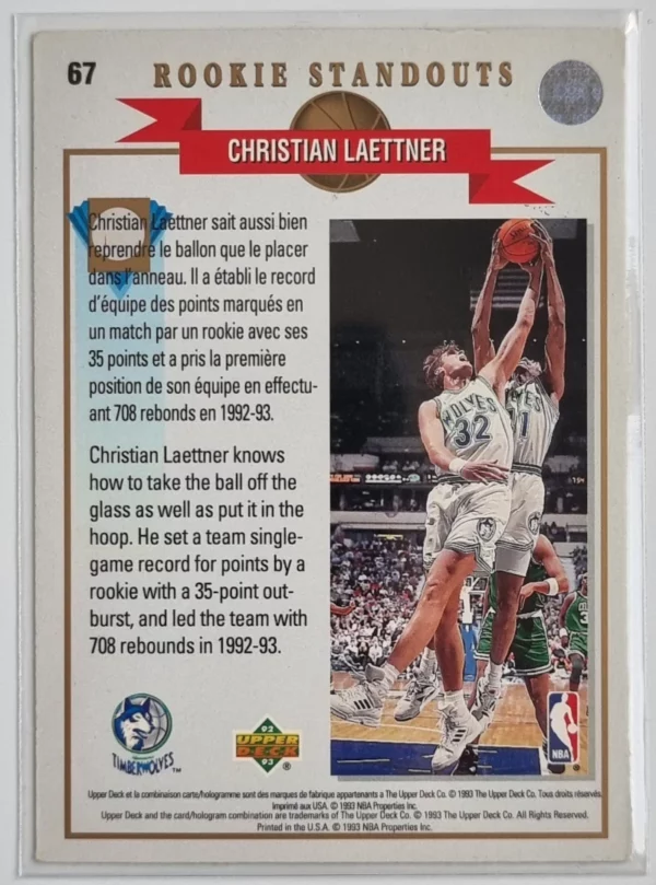1992-93 Upper Deck International French #67 Christian Laettner RS – Image 2