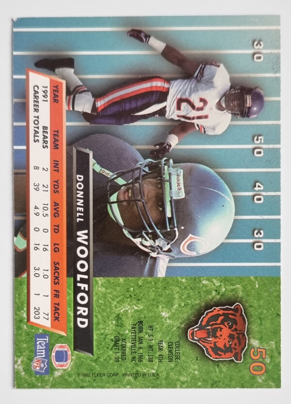 1992 Ultra #50 Donnell Woolford – Image 2
