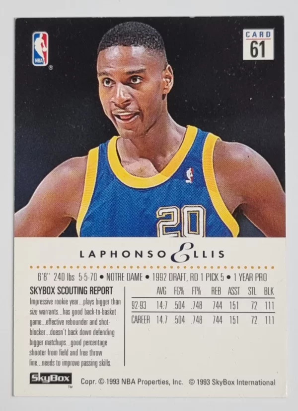 1993-94 SkyBox Premium #61 LaPhonso Ellis – Image 2