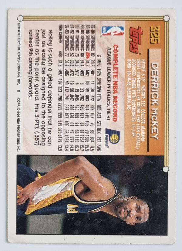 1993-94 Topps #325 Derrick McKey – Image 2