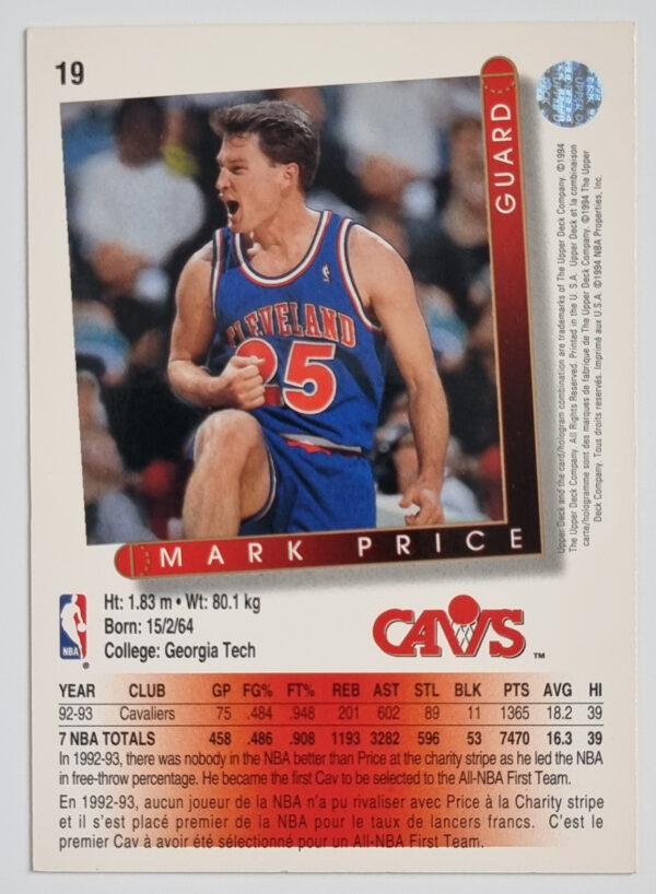 1993-94 Upper Deck Golden Grahams French #19 Mark Price – Image 2