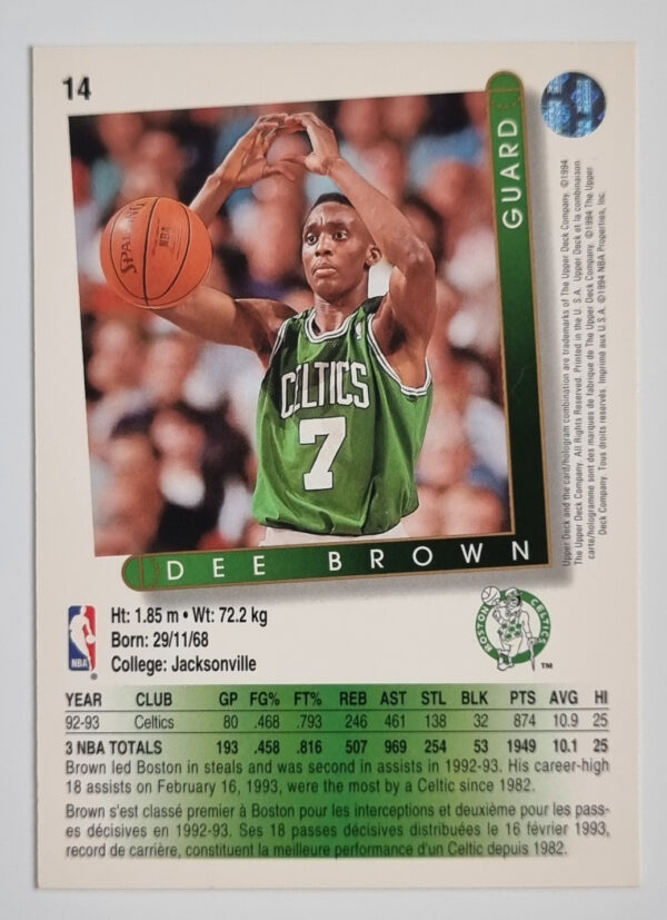 1993-94 Upper Deck International French #14 Dee Brown – Image 2