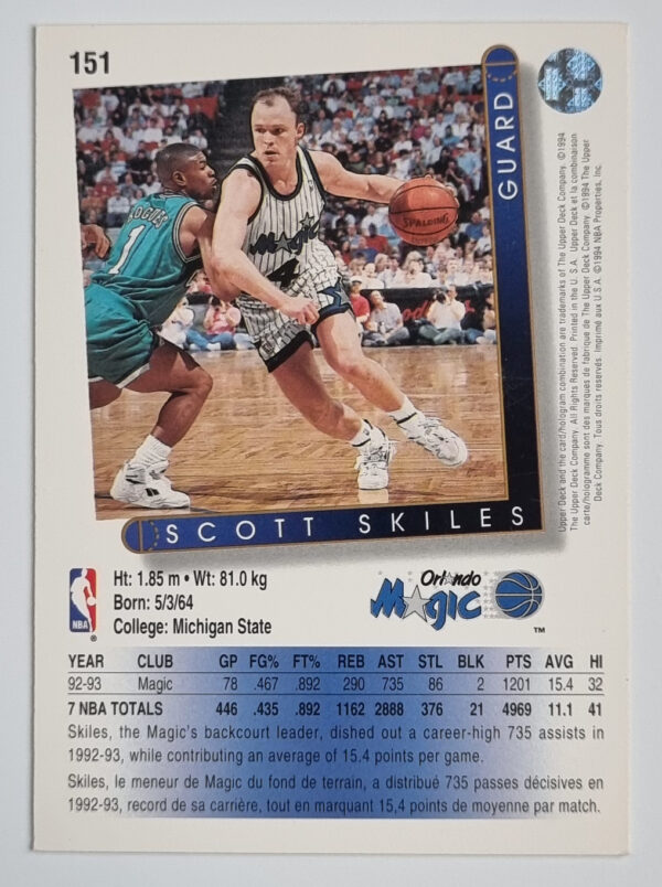 1993-94 Upper Deck International French #151 Scott Skiles – Image 2