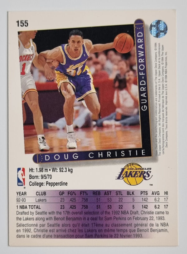 1993-94 Upper Deck International French #155 Doug Christie – Image 2