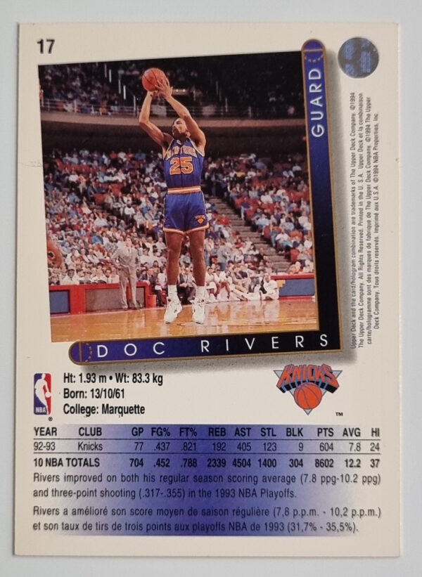 1993-94 Upper Deck International French #17 Doc Rivers – Image 2
